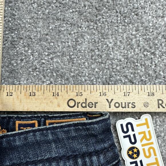 Rock Revival Jeans Mens 32x33 Blue Kirk Side Alt Straight Distressed Stitch - Picture 10 of 15